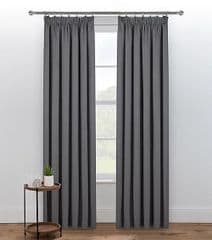 George Home Charcoal Soft Thermal Pencil Pleat Curtains 66x54 RRP 50.00 lot GD