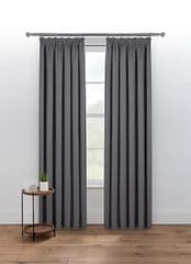 George Home Charcoal Super Soft Thermal Pencil Pleat Curtain 66x72 RRP 55 lot GD
