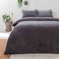 George Home Charcoal Teddy Plain King Duvet Set RRP 30.00 lot GD
