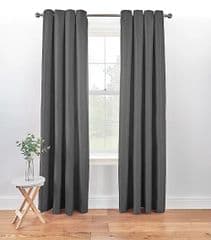 George Home Charcoal Textured Weave Eyelet Curtains 66x72 RRP 38.00 lot GD