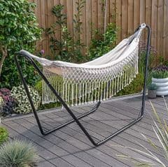 George Home Cream Boho Hammock With Black Stand RRP 79.00 lot GD