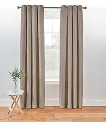 George Home Dark Natual Textured Weave Eyelet Curtains 90x72 RRP £48.00 lot GD