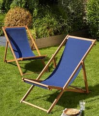 George Home Deck Chair 2 Pack - Navy RRP 79.00 lot GD