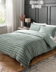 George Home Green Luxury Tufted 100% Cotton Duvet Set Super King RRP37.00 lot GD