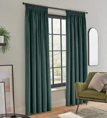 George Home Green Matte Velvet Pencil Pleat Lined Curtains 66x54 RRP35.00 lot GD