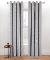 George Home Grey Embroidered Tufted Spot Eyelet Curtains 66x54 RRP 45.00 lot GD
