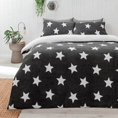 George Home Grey Star Super Soft Teddy Duvet Super King RRP 35.00 lot GD