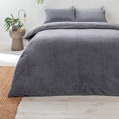 George Home Grey Teddy Fleece King Duvet Set RRP 30.00 lot GD