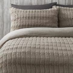 George Home Natural Faux Fur Soft Reversible Double Duvet Set RRP 30.00 lot GD