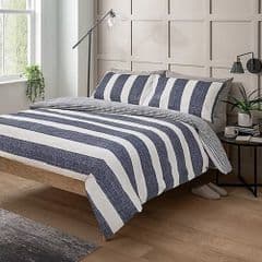 George Home Navy Stripe Reversible Super King Duvet Cover Set RRP 32.00 lot GD
