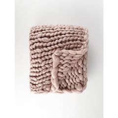 George Home Pink Chunky Hand Knitted Throw RRP 30.00 lot GD