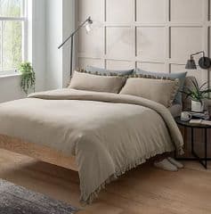 George Home Ruffle Edge Embellished Duvet Set King - Natural  RRP 50.00 lot GD