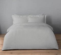 George Home Silver 100% Cotton Sateen Stripe King Duvet Set RRP 32.00 lot GD