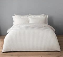 George Home White 100% Cotton Sateen Stripe King Duvet Set RRP 32.00 lot GD