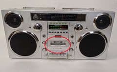 GPO Brooklyn Portable 1980 Retro Style System Silver Boombox RRP 249.00 lot H852