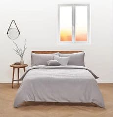 Just Wellness 100% Cotton Grey Waffle Duvet Set Super King Size RRP 30.00 lot GD