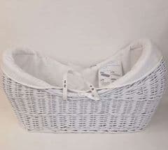 Kinder Valley White Waffle White Wicker Pod Moses Basket RRP 99.00 lot R1130