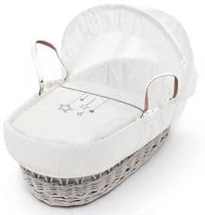 Kinder Valley White Wish On A Star Wicker Moses Basket RRP 44.00 lot GD