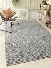 Origin Grey Plait Knit Wool Rug 120x170cm RRP 140.00 lot GD