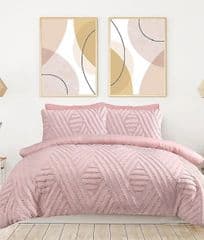 Sleepdown Tufted Diamond Duvet Set Pink King Size RRP 36.00 lot GD