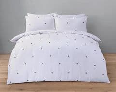 White Luxury Cotton Embroidered Spot Cotton Super King Duvet Set RRP £35 lot GD