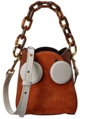 Yuzefi Pepper Leather & Suede Bucket Bag Brick & Cream RRP 425.00 lot GD