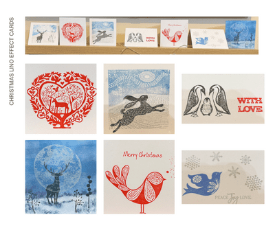 Christmas Cards - Lino effect