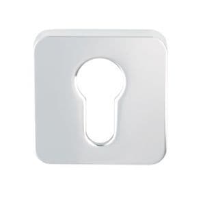 Polished Chrome Plated Euro Profile Radius Square Escutcheon EACH - Boxed