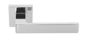 Polished Chrome Plated ICE Q Lever On Square Rose - Boxed