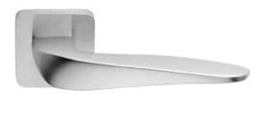 Satin Chrome Plated ARIA Lever On Radius Square Rose - Boxed