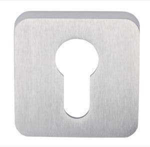 Satin Chrome Plated Euro Profile Radius Square Escutcheon EACH - Boxed