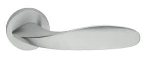 Satin Chrome Plated LEAF Lever On Round Rose - Boxed