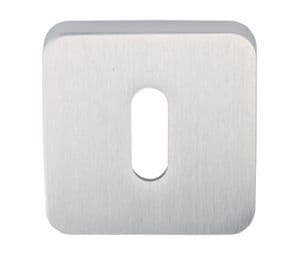 Satin Chrome Plated Standard Keyway Radius Square Escutcheon EACH - Boxed