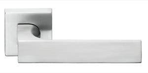 Satin Chrome Plated TUKE Lever On Square Rose - Boxed