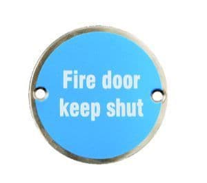 Satin Stainless Steel Fire Door Keep Shut 75mm Dia Disc