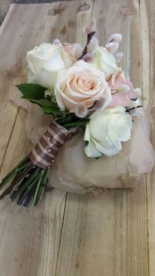 Brides Hand Tied Bouquet Pinks and Creams