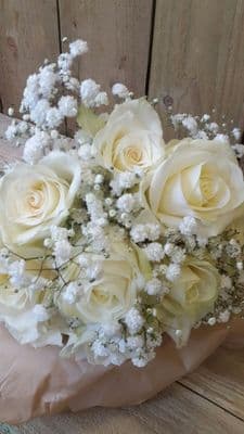 Bridesmaids classic ivory rose with gyp