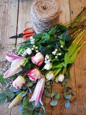 Florist Choice seasonal soft romantic Mix Hand Tied (not in water) starting from £35