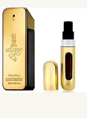 REFILLABLE PERFUME TRAVEL SPRAY WITH FREE 5ML PACO RABANNE 1 MILLION FOR MEN EDT