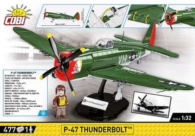 COBI TOYS COB5737 WWII P-47 THUNDERBOT 1:32 SCALE