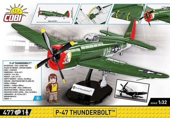 COBI TOYS COB5737 WWII P-47 THUNDERBOT 1:32 SCALE