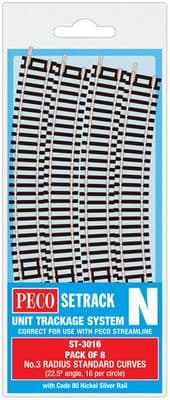 Peco ST-3016 Standard Curve, 3rd Radius 298.5mm (Pack of 8 ST-16)