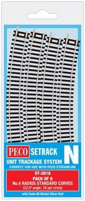 Peco ST-3018 Standard Curve, 4th Radius 333.4mm (Pack of 8 ST-18)
