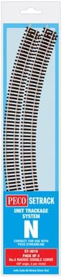 Peco ST-3019 Double Curve, 4th Radius 333.4mm (Pack of 4 ST-19)