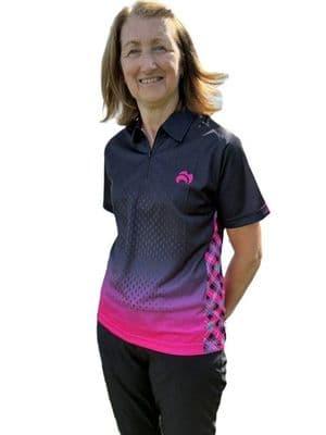 Henselite Tartan Gradient Polo Shirt - Black Pink