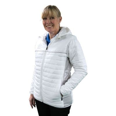 Ladies Puffa Hoodie Jacket - White/Grey