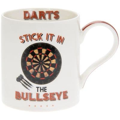 White Mug with Dartboard Design