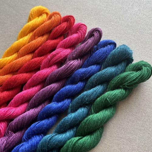 "Sweet Peas" - Linen Mini Hanks  - Jewel Rainbow