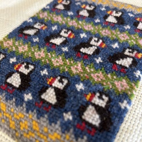 Fair Isle Needlepoint kit - Sumburgh Puffins