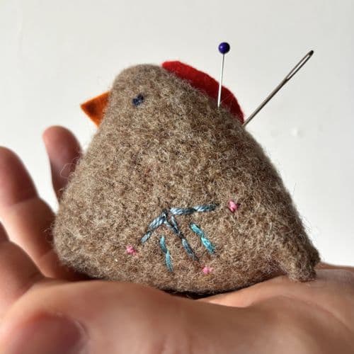 Shetland Wool Pin Cushion - Blue Wing